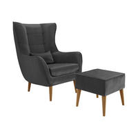 SESSEL Estjano mit Fußbank - Beige/Grau, Holz/Textil (80/106/95cm) - MIRJAN24