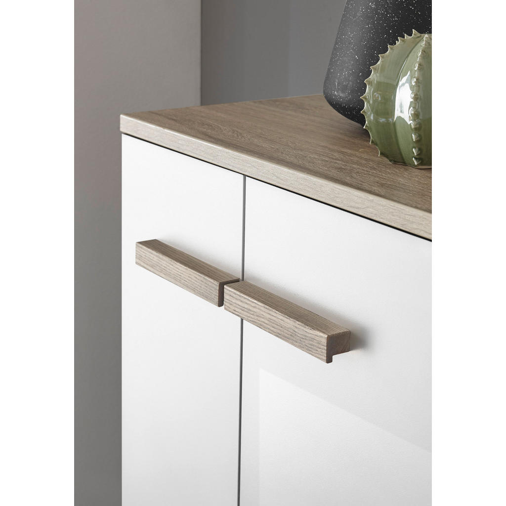 Thumbnail - Furn.Design Bad-Kommode, Weiß Hochglanz, Eiche, Holzwerkstoff, Nachbildung, 2 Fächer, eckig, 51x115x30 cm, FSC 100%, Bad...