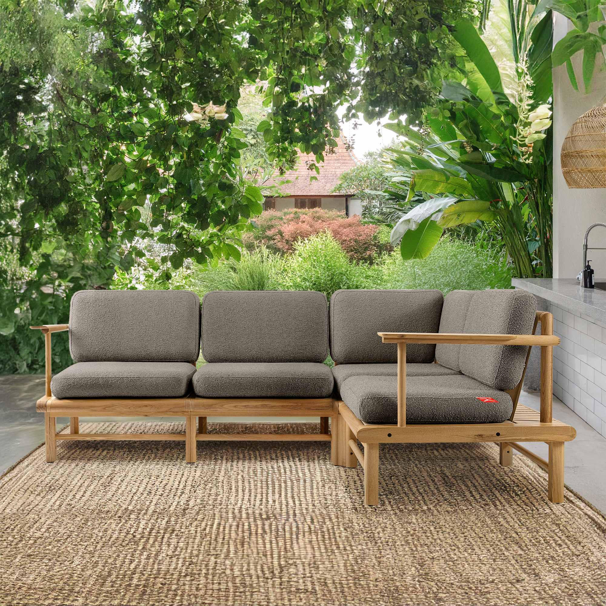 LOUNGESOFA ATREDA rechts - Grau, Holz/Textil (230/74/160cm) - KONSIMO®