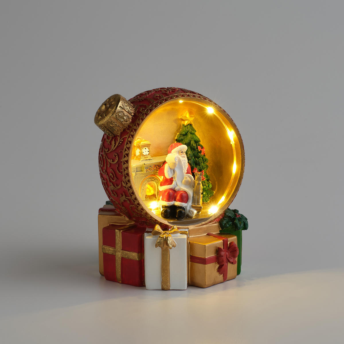 DEKOFIGUR Led SANTIO, 16 x 14 cm, Rot, Beleuchtet Weihnachtsfigur, Weihnachtsdeko, Deko Wohnzimmer, Winter Christmas, XMAS Geschenk - Rot, Kunststoff (12.5/16/14cm) - home&you