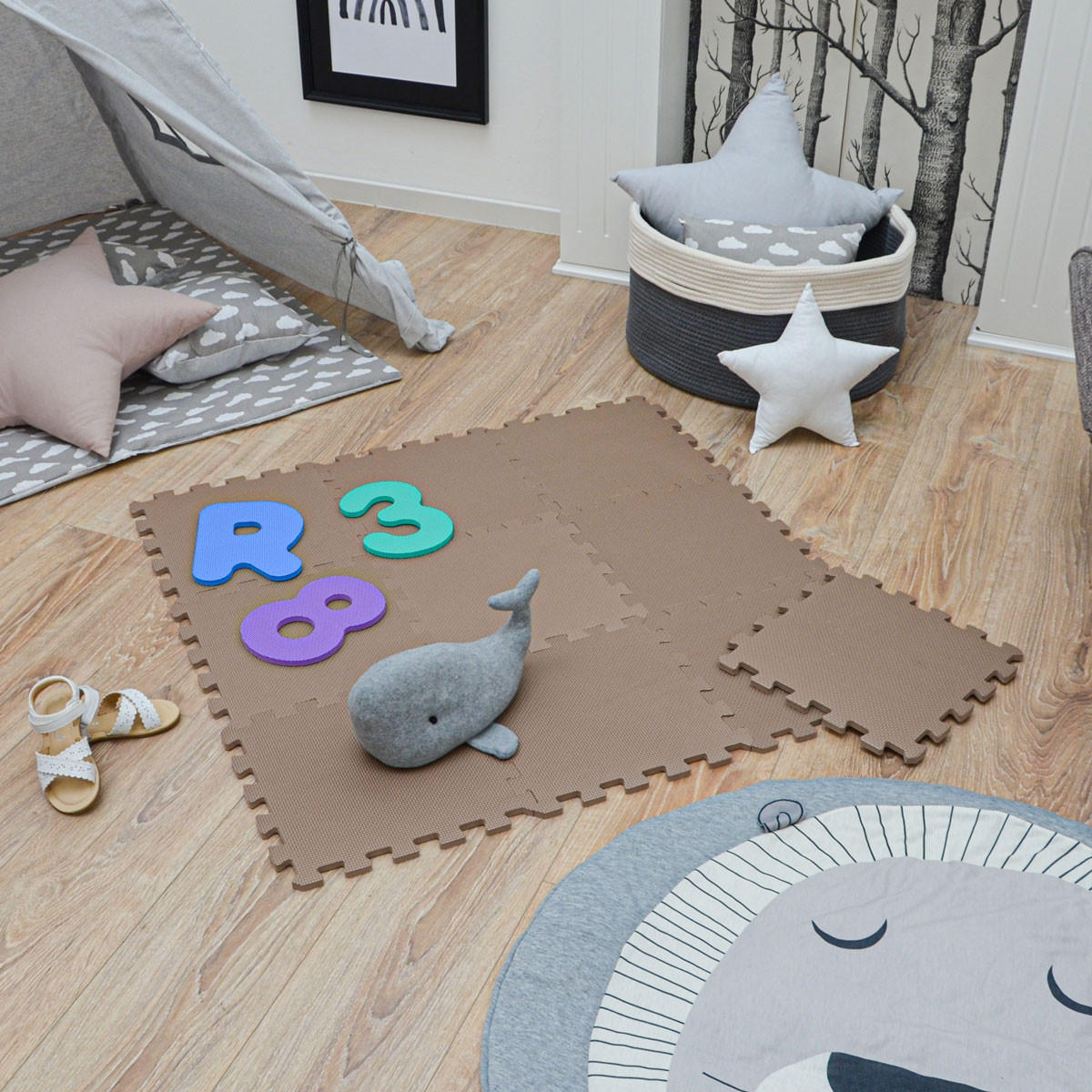 SPIELMATTE ab Null - 90 cm Baby Puzzlematte Braun - Braun, Kunststoff (30/30cm) - Littletom
