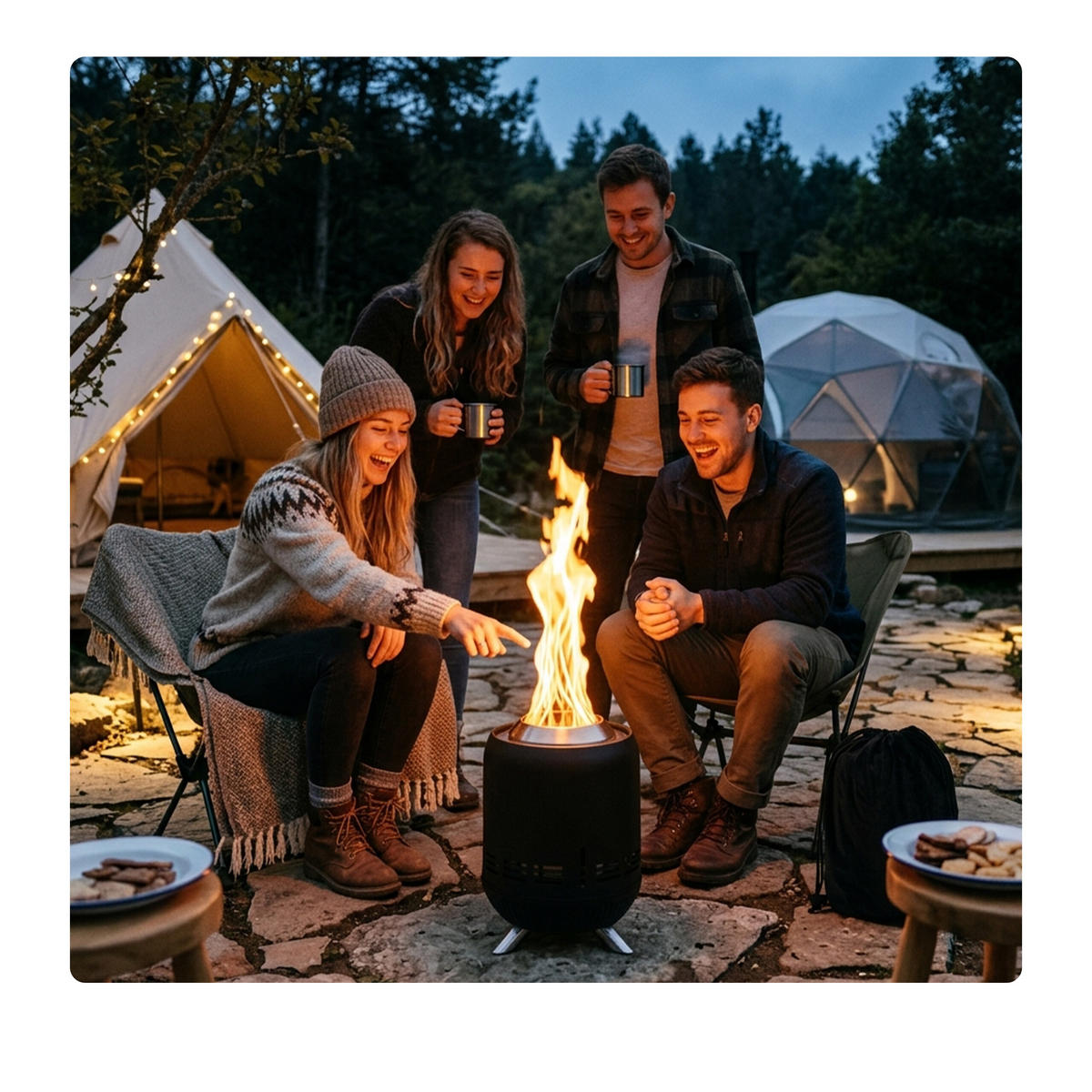 KRB Černý stolní bez kouře nerez H 23,5 cm - černá, kov/textil (16.5/23.5/16.5cm) - Relaxdays