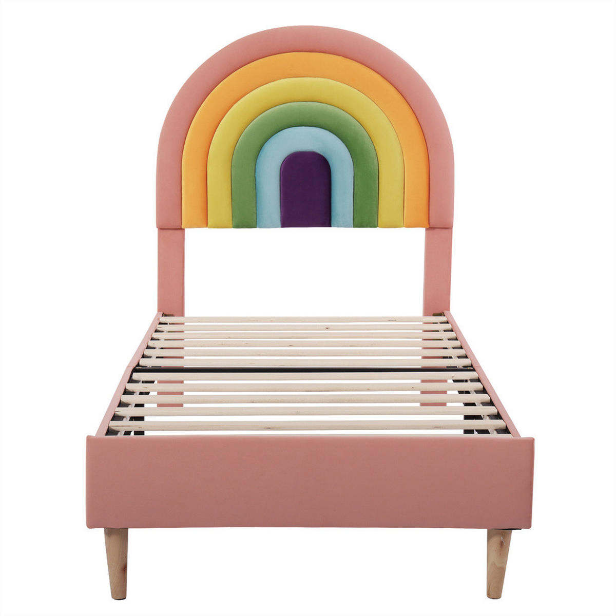 POLSTERBETT 90/200 cm in Rosa Samt - Pink, Holz/Textil (90/200cm) - KOMHTOM