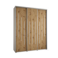 SCHWEBETÜRENSCHRANK 235,2/190/45 3-türig - Silberfarben/Eiche Artisan, Holz/Metall (190/235/45cm) - Abiks Möbel