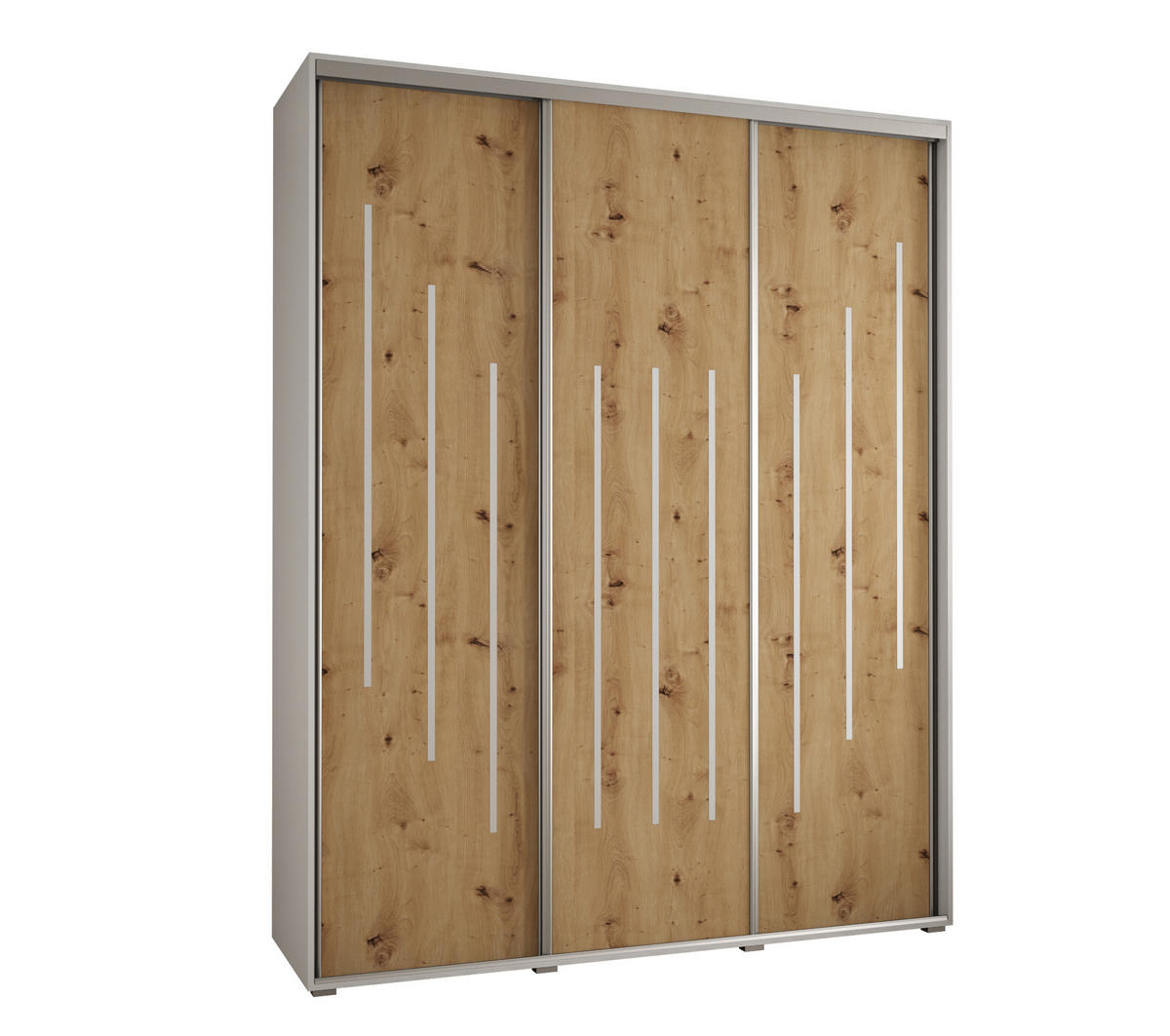 SCHWEBETÜRENSCHRANK 235,2/190/45 3-türig - Silberfarben/Eiche Artisan, Holz/Metall (190/235/45cm) - Abiks Möbel