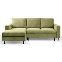 ECKSOFA Nalika Pistaziengrün mit Cordbezug - Schwarz/Hellgrün, Holz/Textil (230/143cm) - Selsey