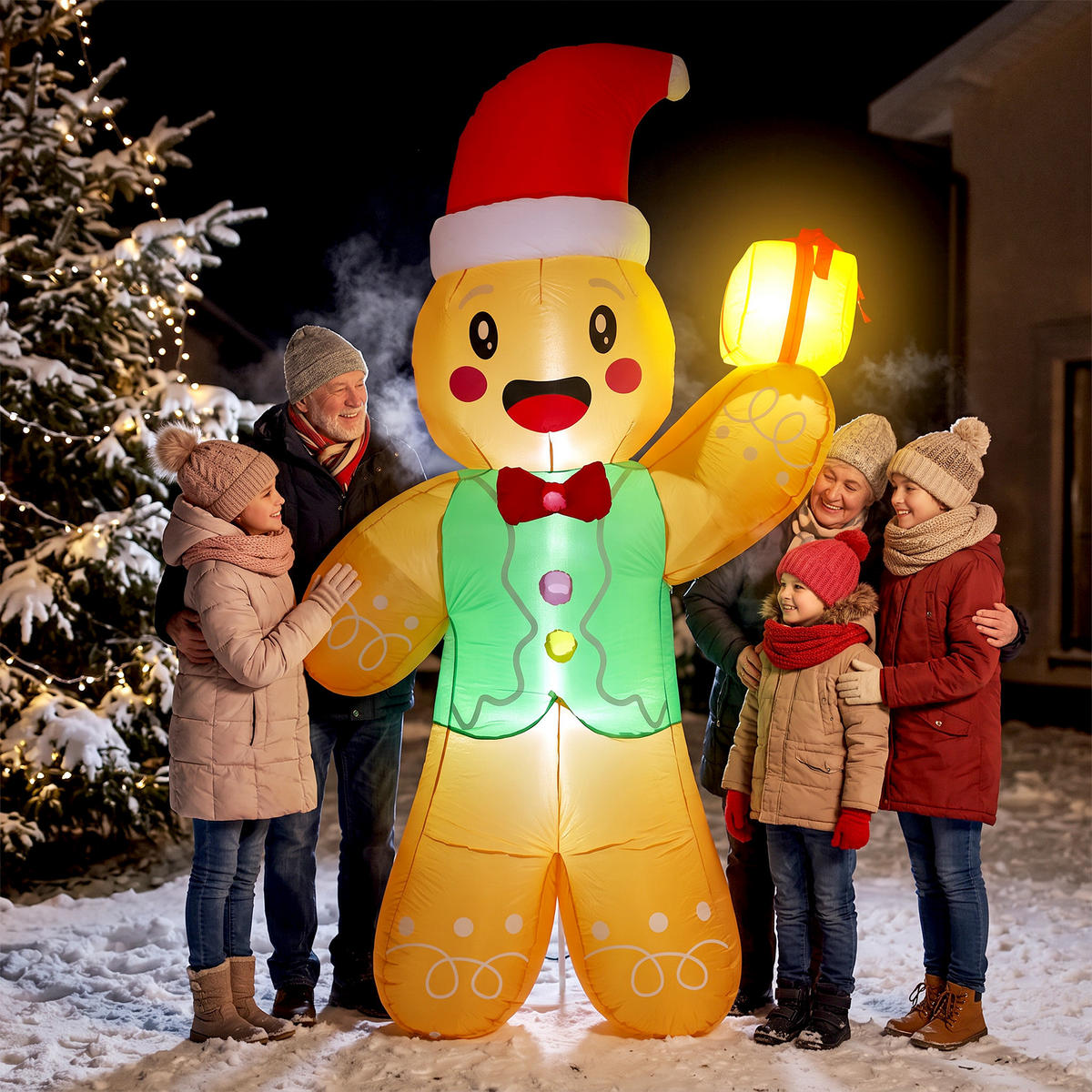 AUFBLASBARE Weihnachtsdekoration Polyester Hellbraun - Hellbraun, Textil (60/250/135cm) - Outsunny