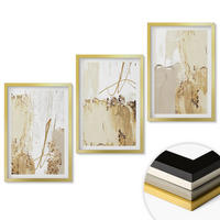 WANDBILDER 3er Set - 40x60 cm Goldrahmen - Abstrakte Muster beige weiß - Goldfarben, Kunststoff (40/60cm) - ArtPrintCave