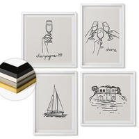 WANDBILDER 4er-Set - 50x50 cm & 40x60 cm Weißer Rahmen - Haus am Wasser, Toastsegelboot - Weiß, Kunststoff (50/50cm) - ArtPrintCave
