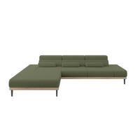 ELEKTRISCHES ECKSOFA Links MONA 316x205x85 Grün Bouclé - Olivgrün/Grün, Holzwerkstoff/Textil (316/205cm) - ALTDECOR