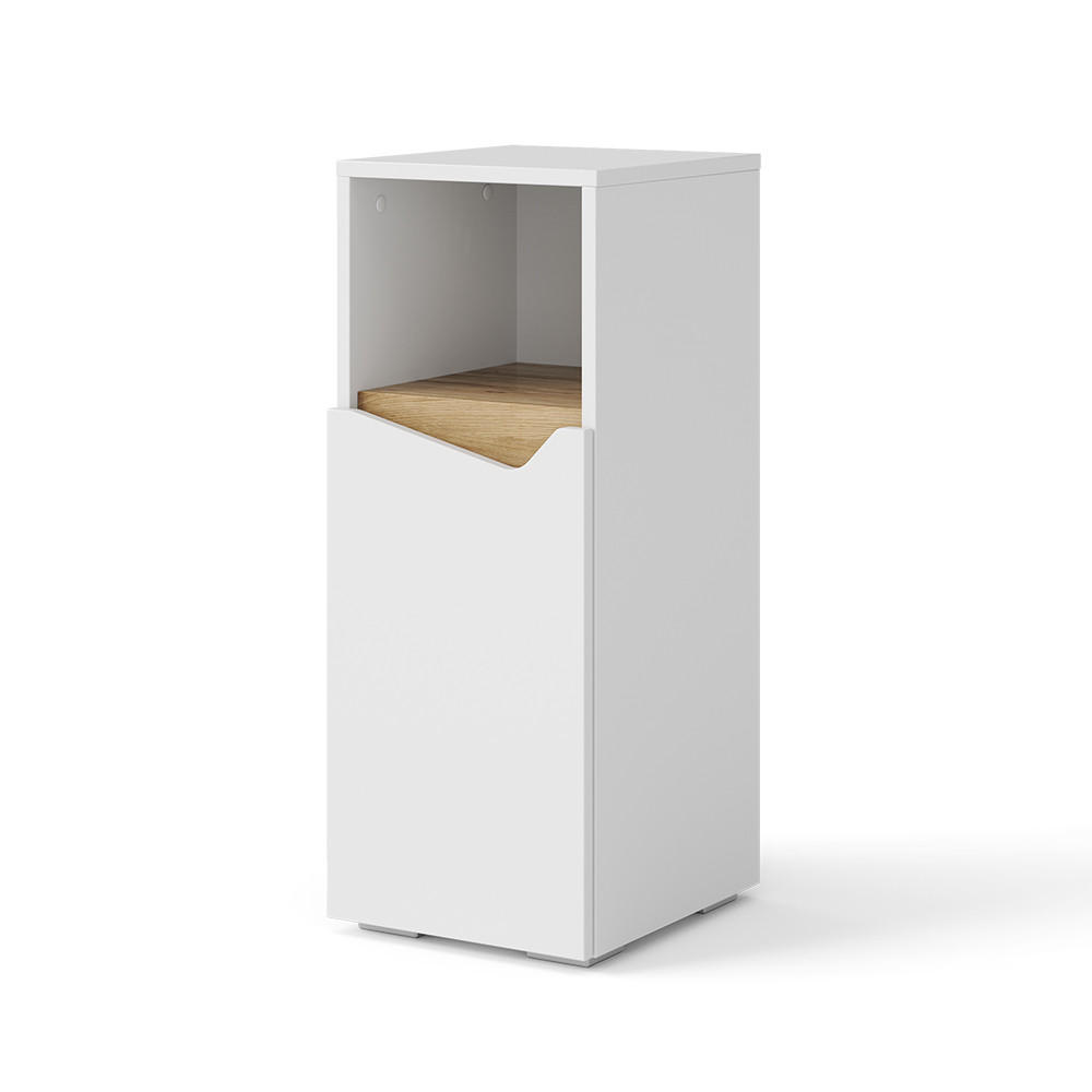 MIDISCHRANK Marelle Weiß 30 x 74.5 cm mit Tür und offenem Fach - Weiß, Holzwerkstoff (30/74.5/35cm) - Vicco