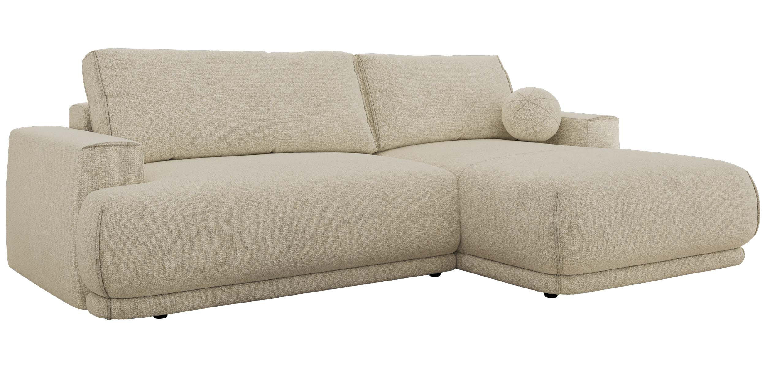 ECKSCHLAFSOFA RINA L Creme Strukture - rechts - Creme/Schwarz, Kunststoff/Textil (170/267cm) - MKS