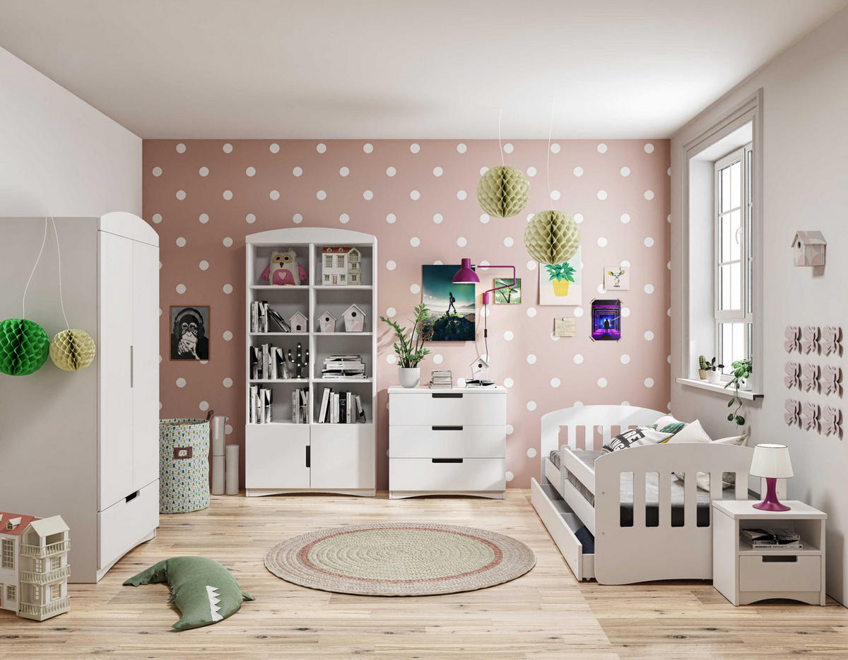 KINDERBETT CLASSIC mit Schublade und Matratze 90/65/144 - Weiß, Holzwerkstoff (80/140cm) - RAUMHIRSCH FURNITURE