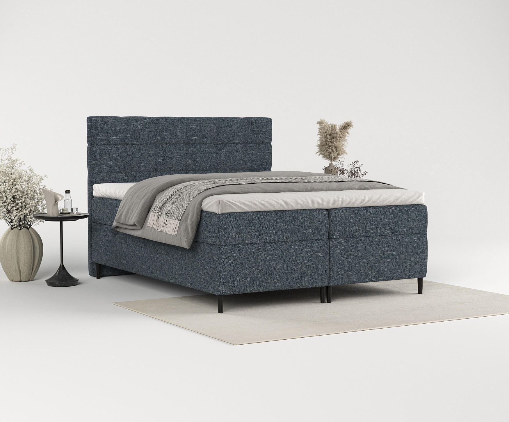 Thumbnail - Maison de Reve Boxbett, Dunkelblau, Textil, Buche, Kiefer, H2, Höhe ca. 19 cm, 140x200 cm, Oeko-Tex® Standard 100, FSC 1...