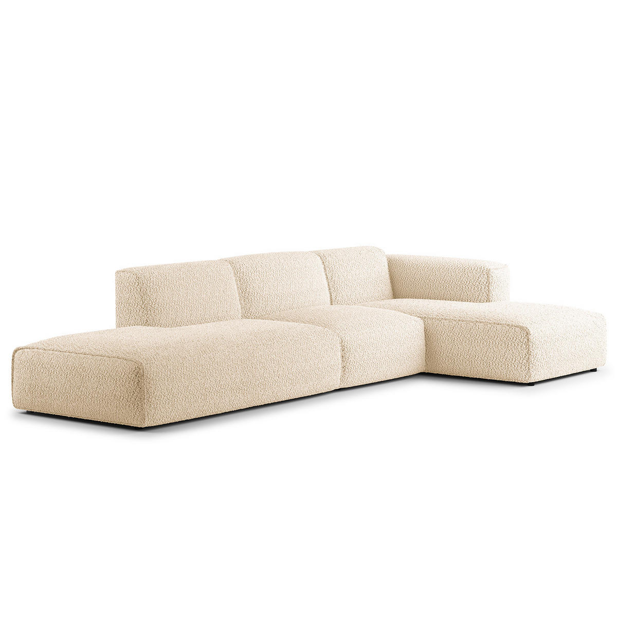 ECKSOFA mit Chaiselongue - Beige/Schwarz, Textil (290/173cm) - home24