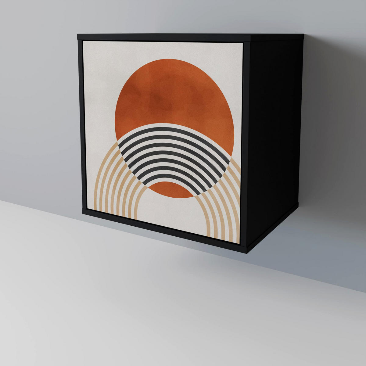 SIDEBOARD SPACE AROUND, Schwarz, 57,5x42x67,5 cm, Schwarze Metall-Rahmenfüße - Multicolor/Schwarz, Holzwerkstoff/Metall (57.5/67.5/42cm) - SpaceRebels