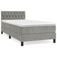 BOXSPRINGBETT 90/200 Cm Grau Samt - Grau, Textil (90/203cm) - vidaXL