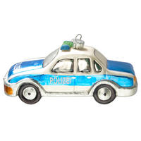 CHRISTBAUMSCHMUCK Polizeiwagen Blau 14cm (Glas / 1 Stk.) - Blau, Glas (6/7/14cm) - Krebs Glas Lauscha