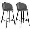 BARHOCKER 2er-Set Metallfüße, Schwamm, Samt, grau - Schwarz/Grau, Metall (50/101/55cm) - Urban Meuble