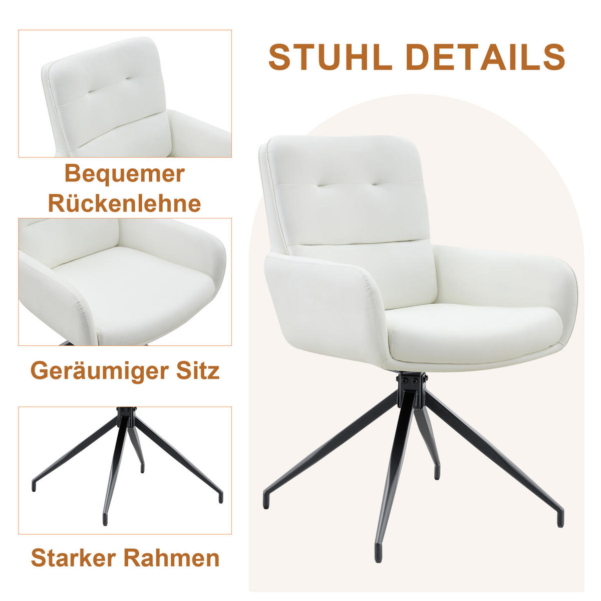 ESSZIMMERGRUPPE 5-tlg. rund Glas Schwarz Weiß - Schwarz, Metall (85/76/85cm) - Meubliv