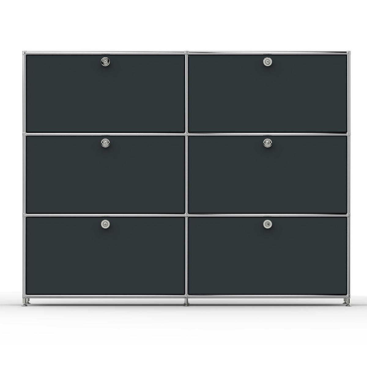 HOCHSCHRANK, 6 Klappen, Schloss, Breite 152 cm, Anthrazitgrau - Chromfarben/Silberfarben, Metall (40/118/152.2cm) - Versee