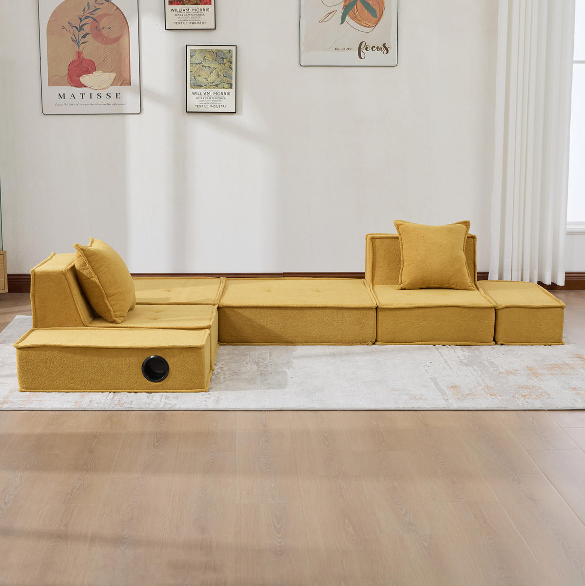 SOFA 2-Sitzer modular ca. 162 x 78 x 66 cm Chenille Mustard Yellow - Gelb, Holzwerkstoff (78/66/162cm) - Meubliv