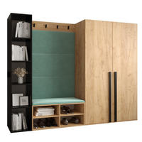 GARDEROBEN-SET 214/184/42 - Eichefarben/Schwarz, Holz/Kunststoff (214/184/42cm) - MÖBEL KRYSPOL