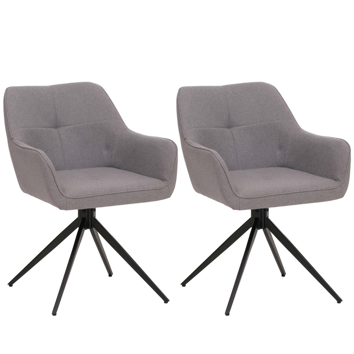 JÍDELNÍ ŽIDLE Černá, světle šedá, sada 2 ks - černá/světle šedá, textil (53/80/59cm) - MCW