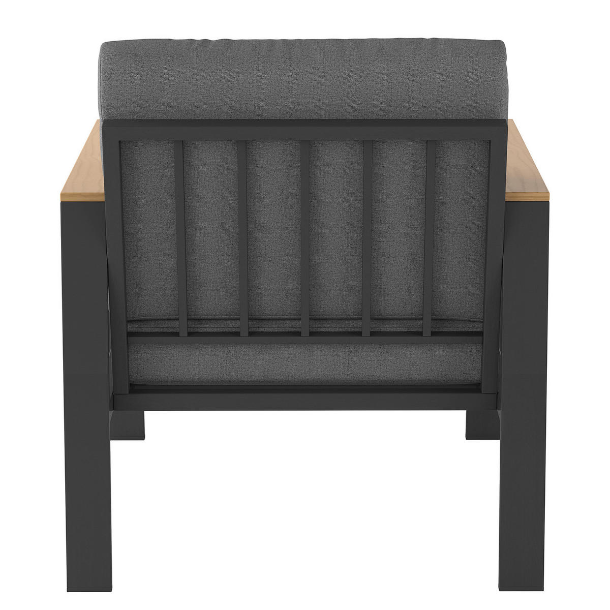 LOUNGESESSEL - Aluminium / Polyester - Anthrazit - Anthrazit/Braun, Holz/Metall (73/74/75cm) - home24