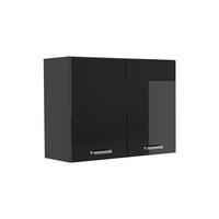 STEKLENA KUHINJSKA OMARICA R-Line, Črna visok sijaj/Antracit, 80 cm - črna/visok sijaj, leseni material (80/60/31cm) - Vicco