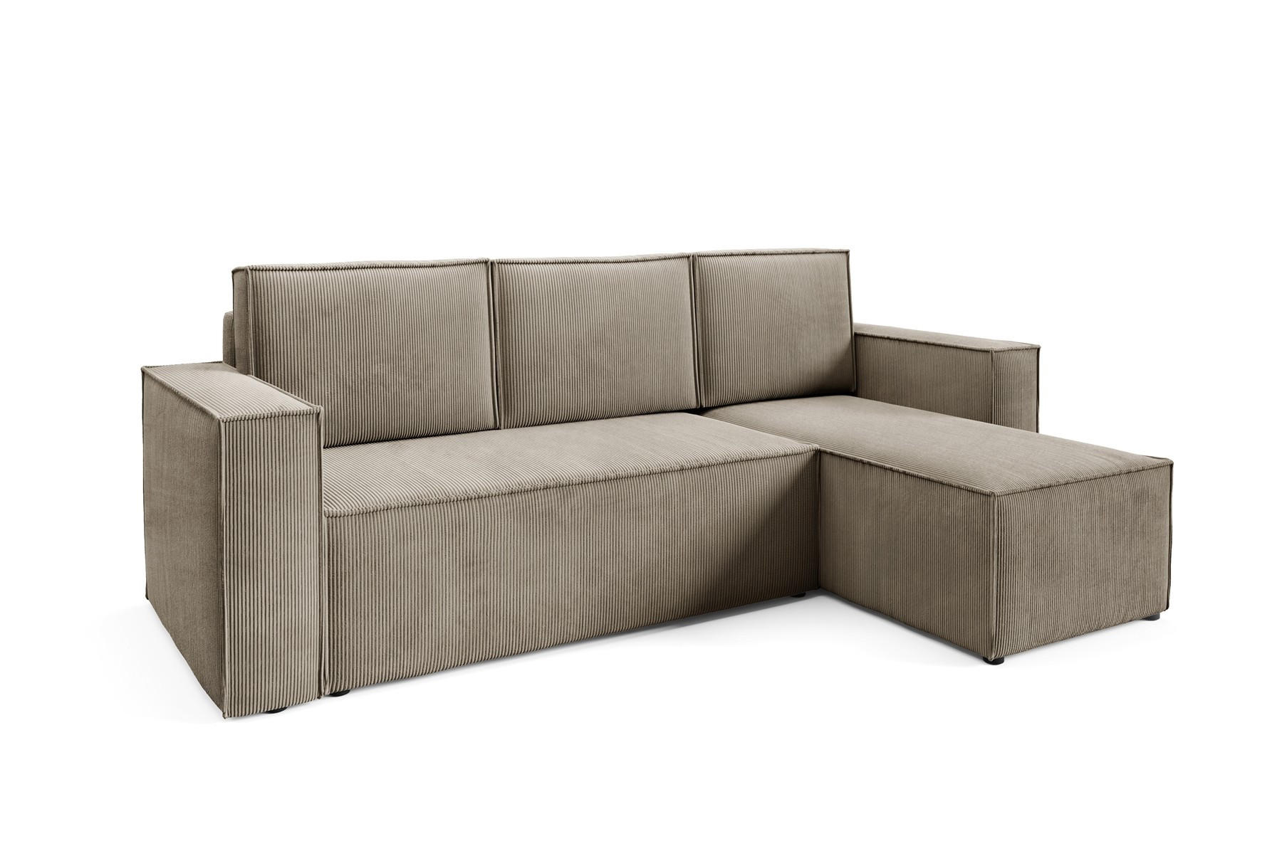 ECKSOFA Roda Braun, Cord-Ecksofa mit Schlaffunktion - Braun, Holzwerkstoff/Textil (248/150cm) - Bettso