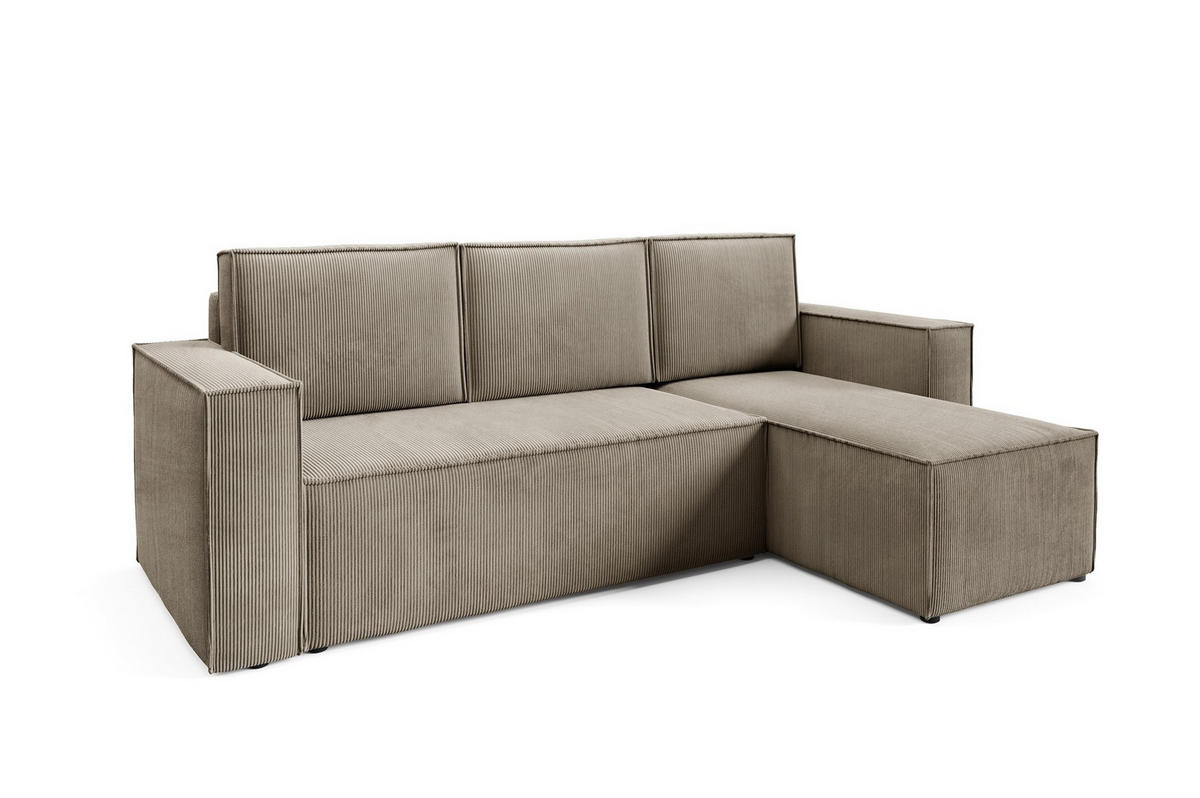 ECKSOFA Roda Braun, Cord-Ecksofa mit Schlaffunktion - Braun, Holzwerkstoff/Textil (248/150cm) - Bettso