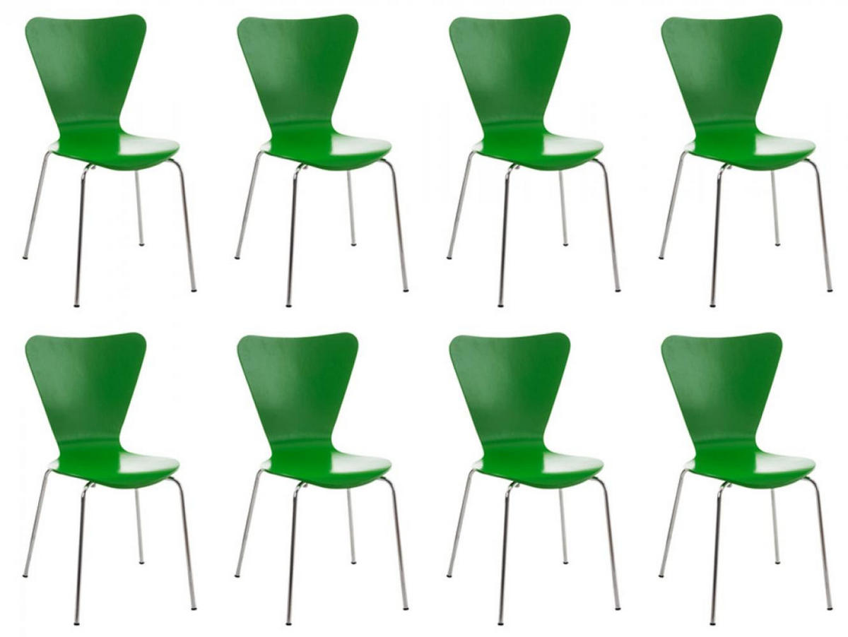 BESUCHERSTUHL 8er Set Holz grün - Grün, Holz/Metall (45/85/49cm) - CLP
