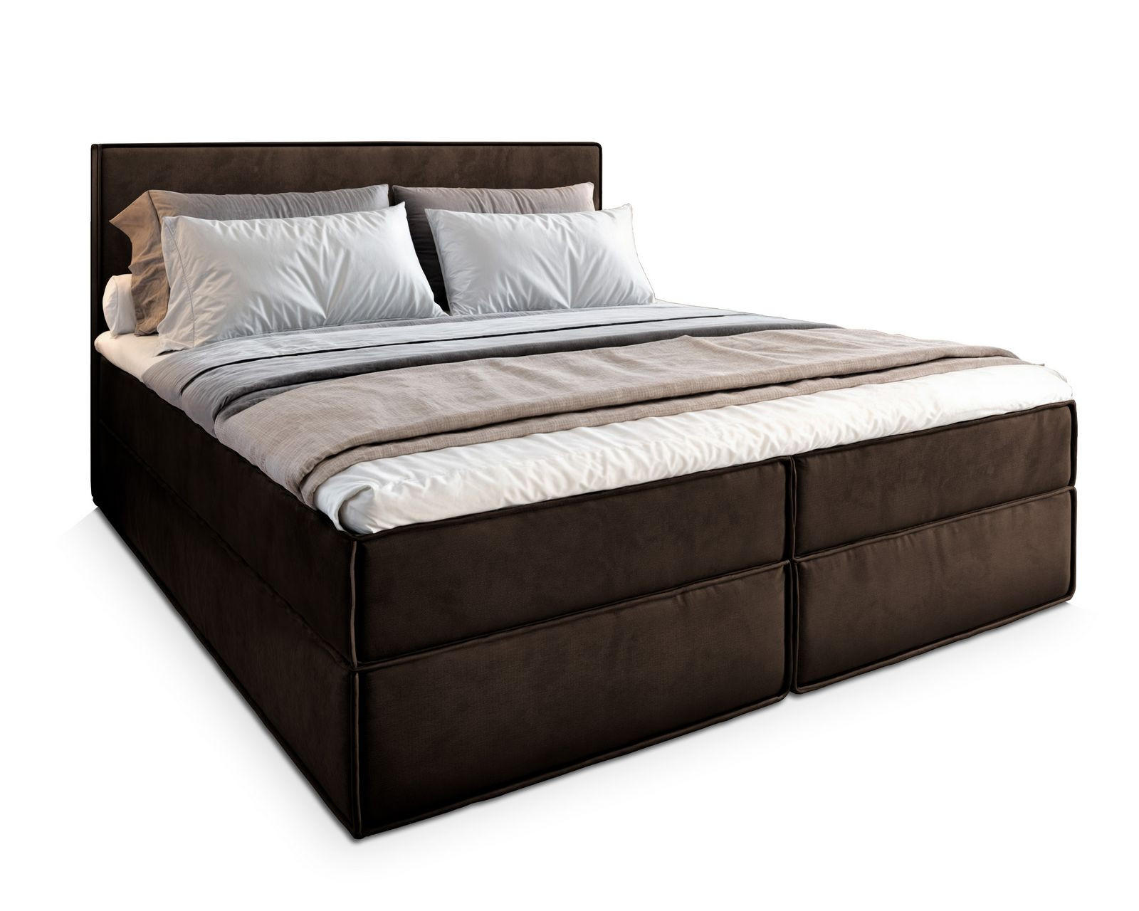 BOXBETT PELLIO 160x200 cm mit Matratze und Topper - Braun - Braun, Holz (160/200cm) - MASSENO