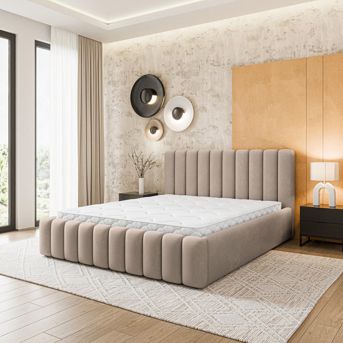 ČALOUNĚNÁ Postel DINESE 120x200 cm Béžová - béžová, kompozitní dřevo/textil (120/200cm) - MASSENO