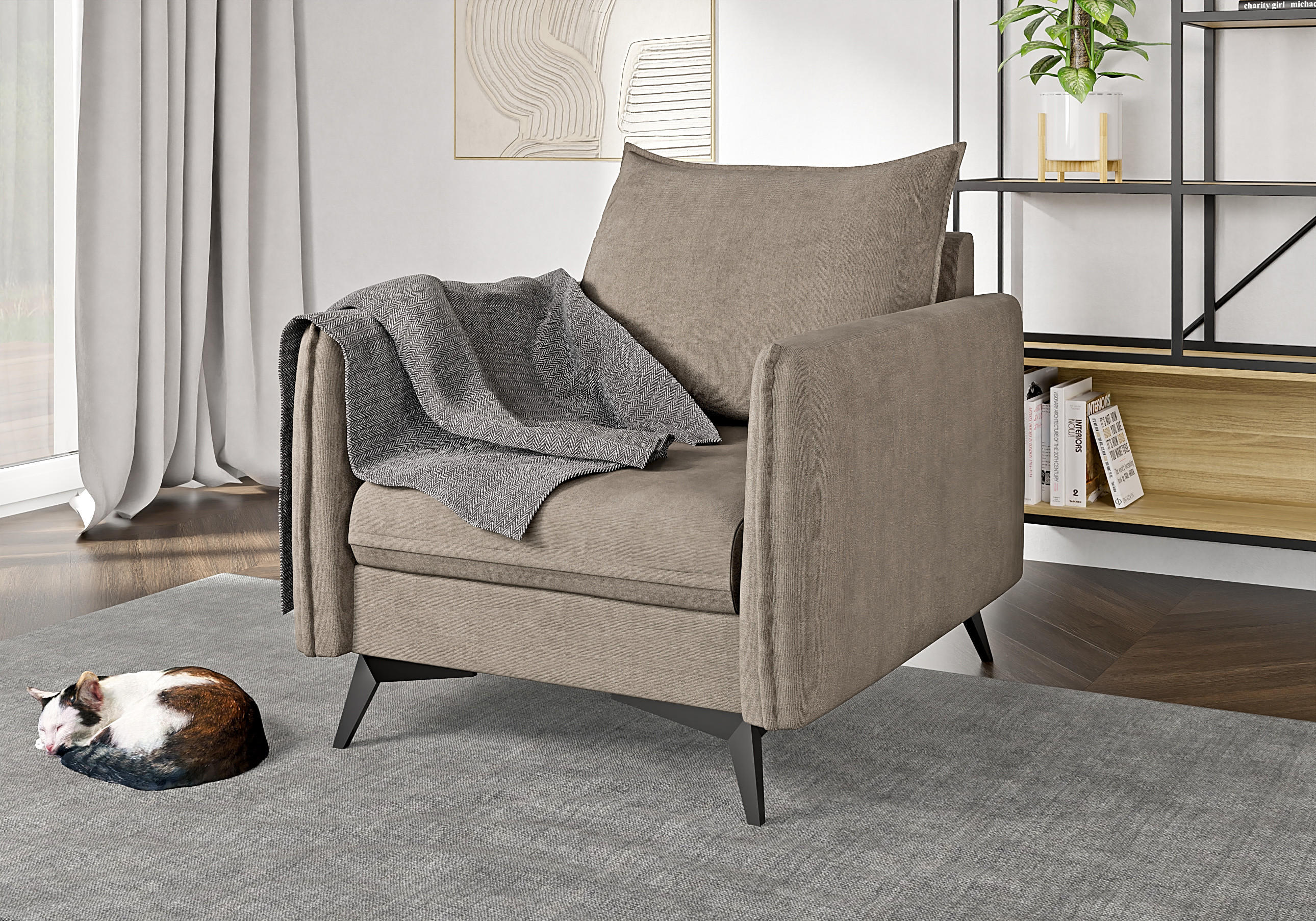 SESSEL Pulse Dunkelbeige Luxusmicrofaser - Beige/Schwarz, Holz/Textil (74/86/31cm) - S-Style Möbel