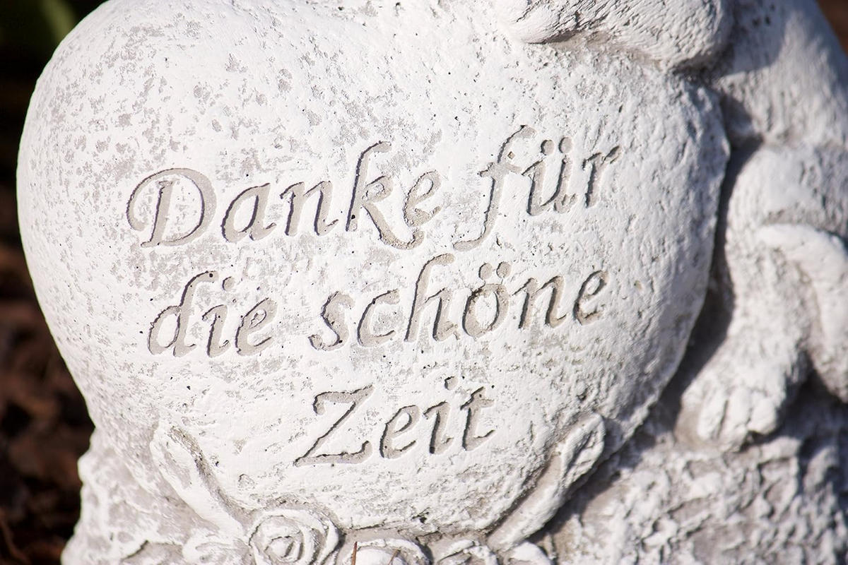 STEINFIGUR Grabschmuck Katze Danke für die schöne Zeit, frostfest, Steinguss - Grau, Stein (12/14/4cm) - stoneandstyle