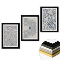WANDBILDER 3er-Set - 20x30 cm Schwarzer Rahmen - Abstrakte Linien, Wellenformen - Schwarz, Kunststoff (20/30cm) - ArtPrintCave