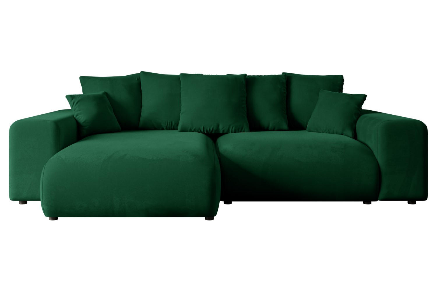ECKSOFA mit Schlaffunktion und Bettkasten ESKAR-L 256x165x84cm Grün Velours - Schwarz/Grün, Holzwerkstoff/Kunststoff (165/256cm) - ALTDECOR