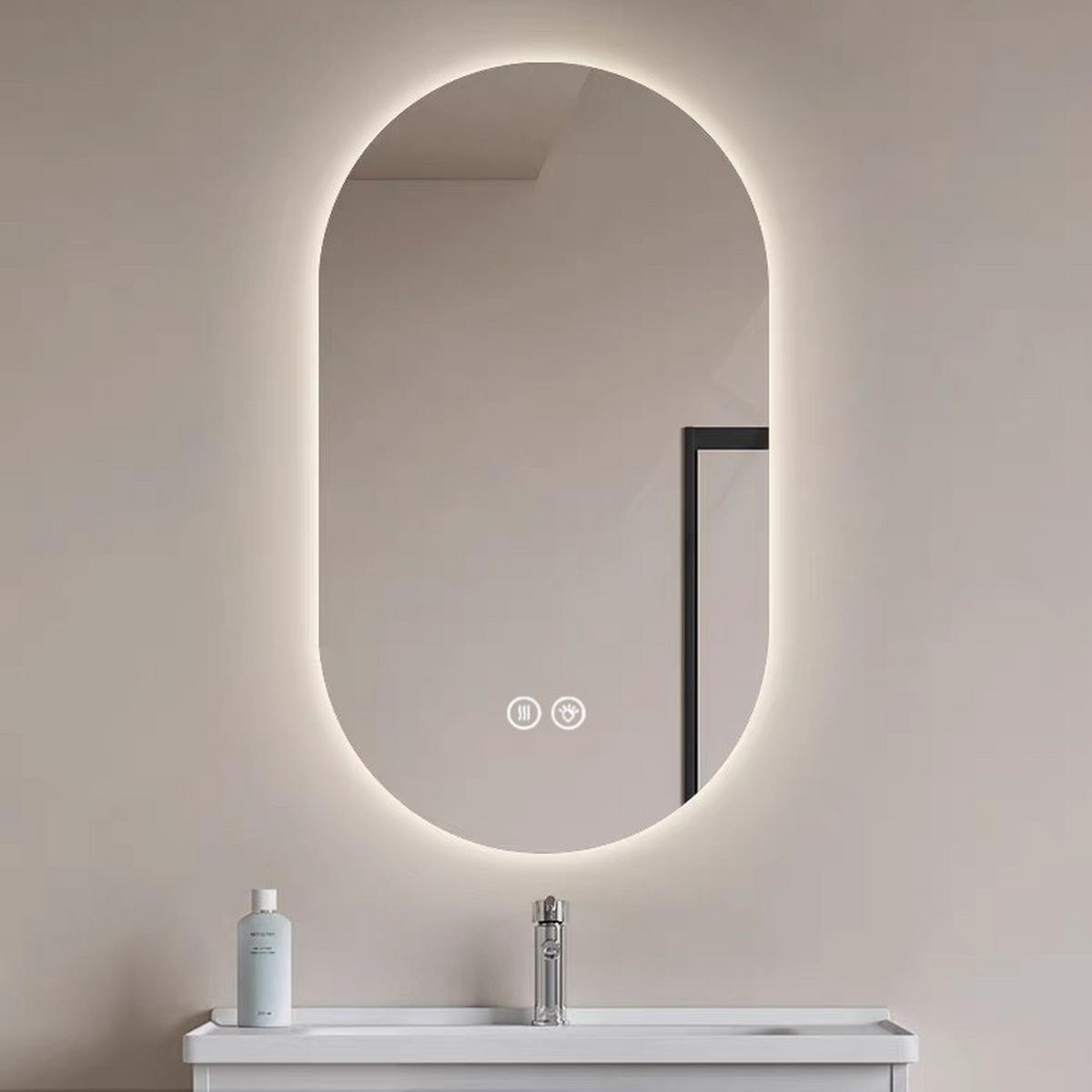 LED Badezimmerspiegel 60x90x3cm Silber, 3 Lichtfarben dimmbar mit Entspiegelung - Silberfarben, Glas (60/90/3cm) - Modfu