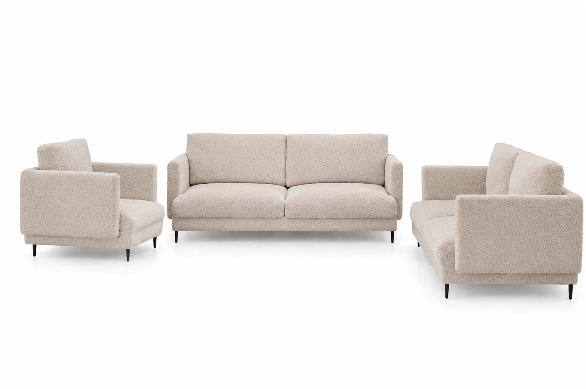 SOFASET Helmer 3-2-1 In Stoff Baloo - Beige, Holzwerkstoff/Textil (226/95/95cm) - Fun Möbel