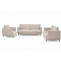 SOFASET Helmer 3-2-1 In Stoff Baloo - Beige, Holzwerkstoff/Textil (226/95/95cm) - Fun Möbel