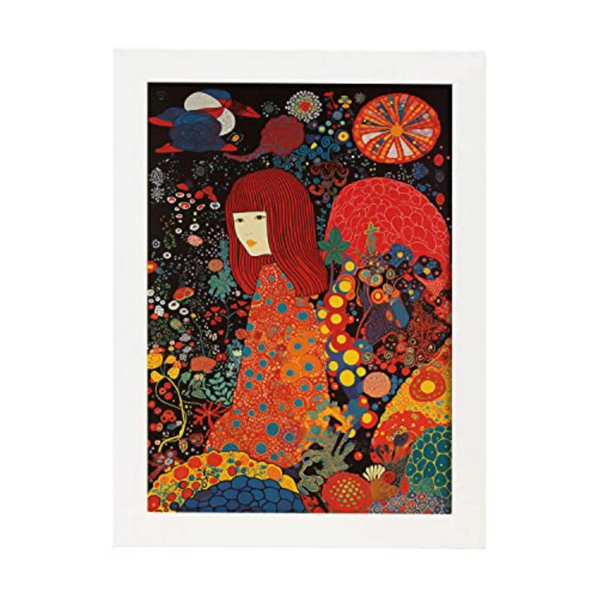 POSTER Yayoi Kusama A4 Weißer Rahmen - Weiß, Papier (29.7/5/21cm) - Nacnic