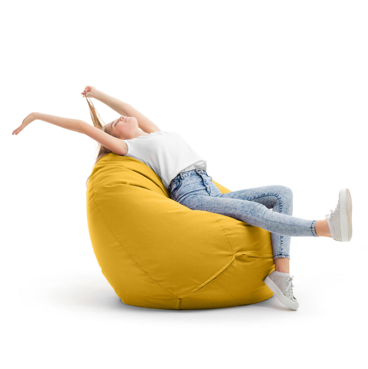 BRUNI Classico Sitzsack - Indoor- und Outdoor-Bean Bag, in Deutschland gefertigt - Gelb, Kunststoff/Textil (90/90/90cm) - Bruni