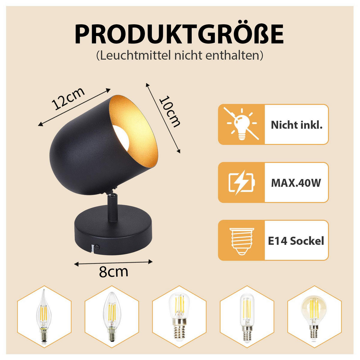 STRAHLER Gera 1-flammig 10/10/21 cm - Schwarz, Metall (10/10/21cm) - Nettlife