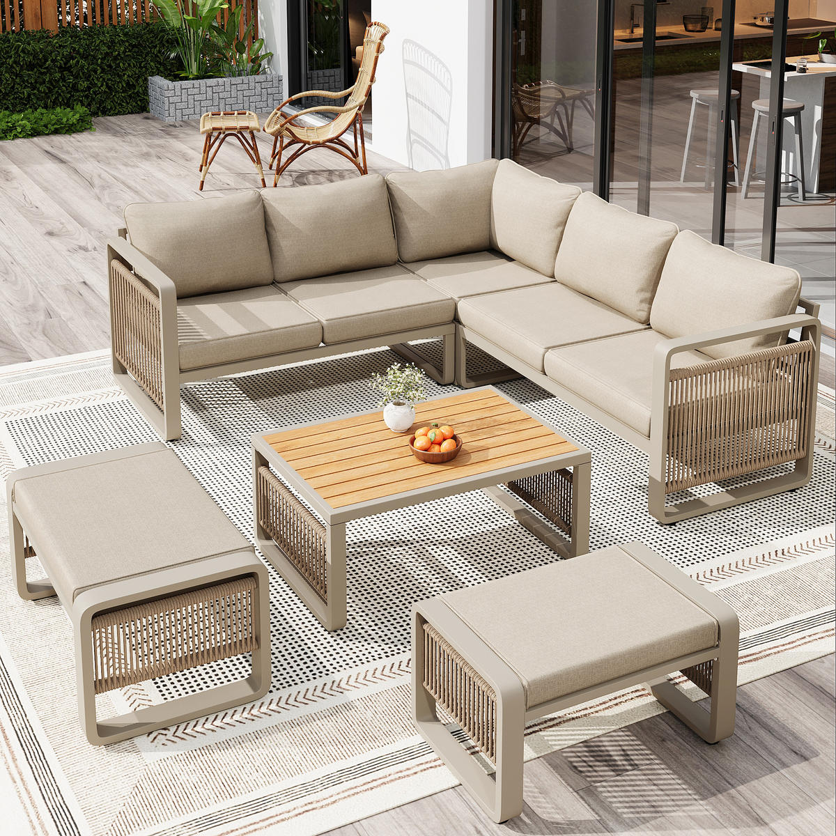 GARTEN LOUNGESESSEL SET Beige - Beige, Metall - ComfortXL