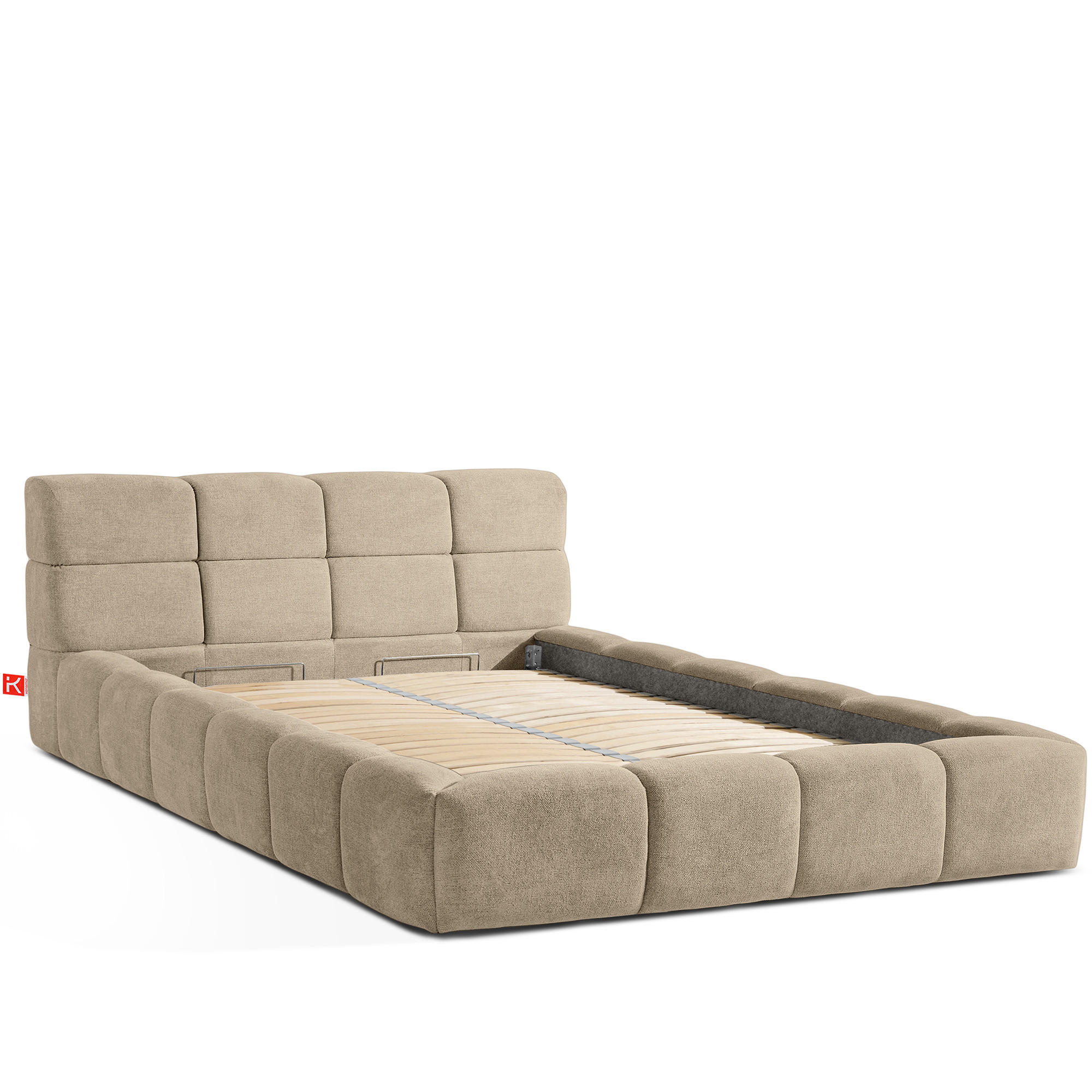 POLSTERBETT AERI 140/160/180/200 mit Rahmen und Bettkasten, beige - Beige, Holz/Holzwerkstoff (140/200cm) - KONSIMO®