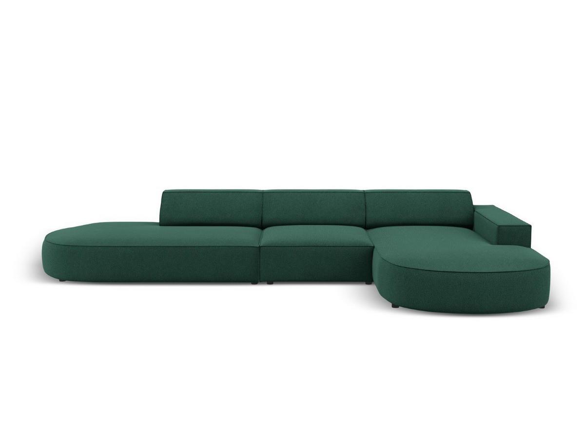 ECKSOFA rechts Jodie aus strukturiertem Stoff grün 4 Sitzplätze - Grün, Textil (166/342cm) - Micadoni