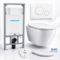 WC-SET ROLO Weiß, Slim-Sitz, Vorwandelement und Betätigungsplatte M670 Weiß THIN - Weiß, Keramik (53/119.5/48.5cm) - bad land
