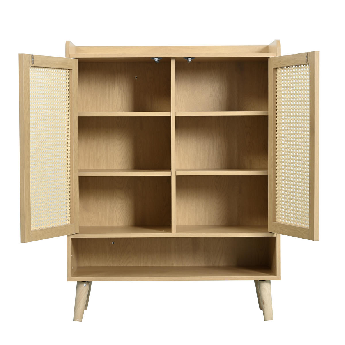 SCHUHSCHRANK 80/35/105 cm mit 2 Türen, 5 Böden und Push-to-Open in Eiche - Naturfarben, Holzwerkstoff (80/105/35cm) - BEAOK